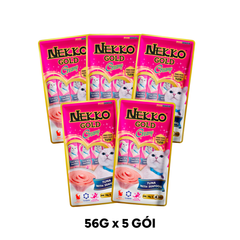 Combo Treats Nekko Gold Cream Tuna with Seafood 56g - 5 gói - Dạng kem, vị Cá ngừ và Hải sản Petmall