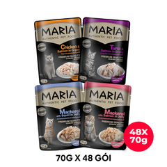 Combo 48 Gói 70G - Pate mèo MARIA Mix vị - Chicken, Tuna, Salmon, Mackerel, Squid Petmall