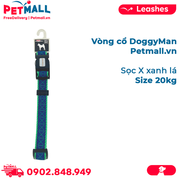 Vòng cổ DoggyMan Size 20kg - Sọc X xanh lá Petmall