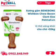 Xương gặm BENEBONE Wishbone Chew Bacon Giant Size cho chó <55kg - vị thịt xông khói Petmall