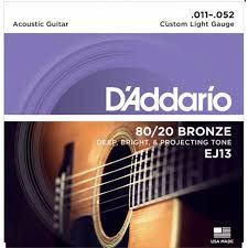 Dây Guitar Acoustic D'Addario EJ13, Custom Light, 11-52, 80/20 Bronze ( Hàng Chính Hãng )