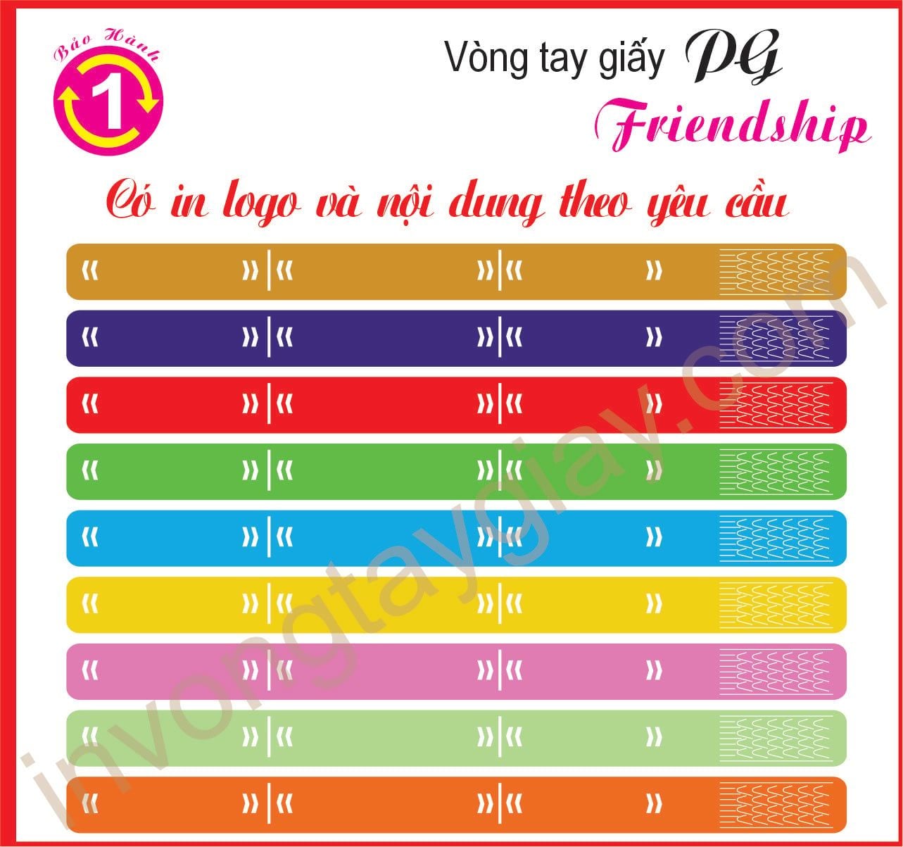 Vòng Tay giấy  có nội dung Keo dán - Hộp 100 cái