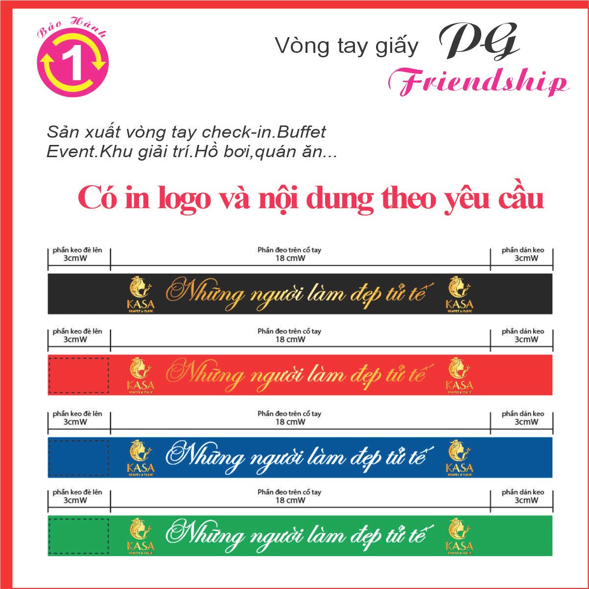 In Vòng Tay Giấy - Hộp 100 cái