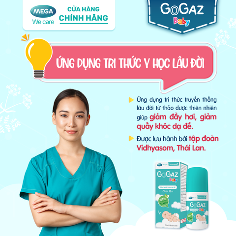  Chai lăn giảm đầy hơi, quấy khóc cho trẻ sơ sinh Mega We Care Gogaz Baby (Chai 60ml) 