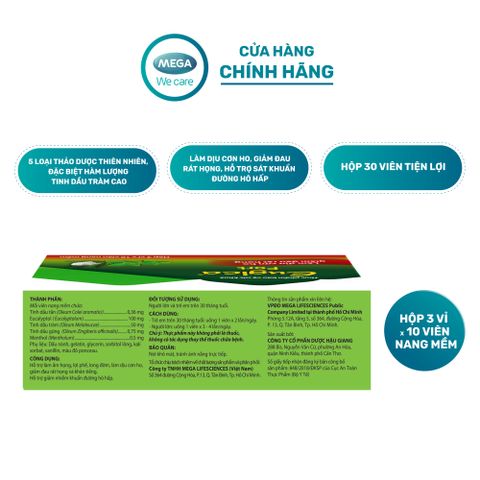  Viên uống thảo dược hỗ trợ dịu họng, giảm ho Eugica FORT (Hộp 3 vỉ x 10 viên) 