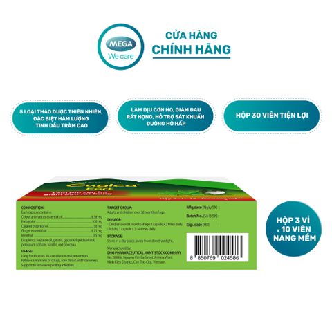  Viên uống thảo dược hỗ trợ dịu họng, giảm ho Eugica FORT (Hộp 3 vỉ x 10 viên) 