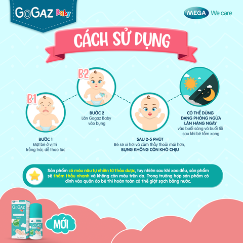  Chai lăn giảm đầy hơi, quấy khóc cho trẻ sơ sinh Mega We Care Gogaz Baby (Chai 60ml) 