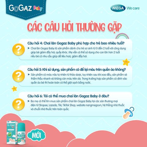  Chai lăn giảm đầy hơi, quấy khóc cho trẻ sơ sinh Mega We Care Gogaz Baby (Chai 60ml) 