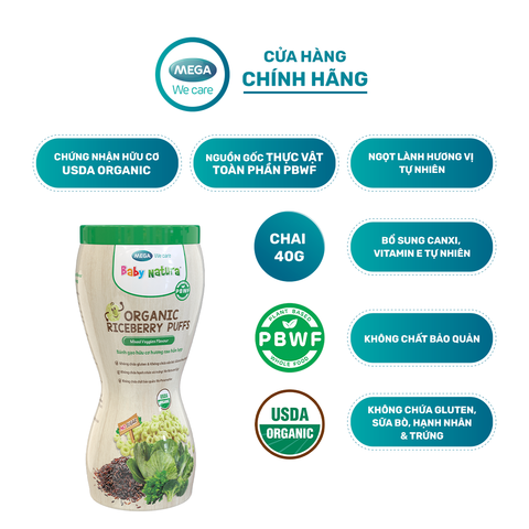  Bánh Gạo Hữu Cơ Hương Rau Hỗn Hợp Baby Natura Organic Puffs 40g 