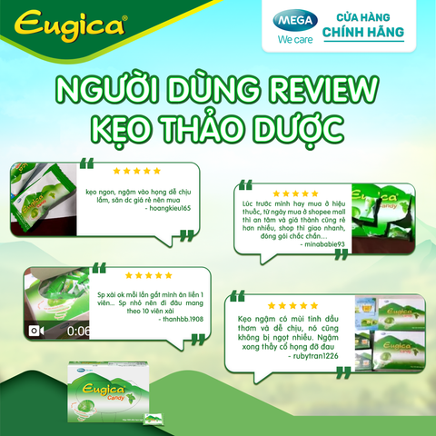  Kẹo ngậm thảo dược EUGICA CANDY (Hộp 100 viên) 