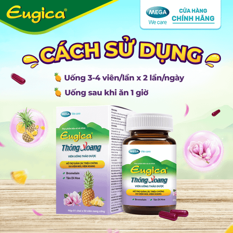  Viên uống thảo dược hỗ trợ giảm các triệu chứng do viêm mũi, viêm xoang EUGICA THÔNG XOANG (Hộp 50 viên) 