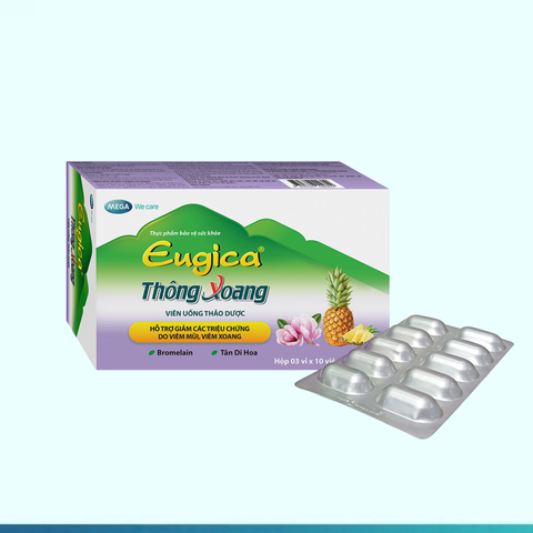  Viên uống thảo dược hỗ trợ giảm các triệu chứng do viêm mũi, viêm xoang EUGICA THÔNG XOANG (Hộp 3 vỉ x 10 viên) 