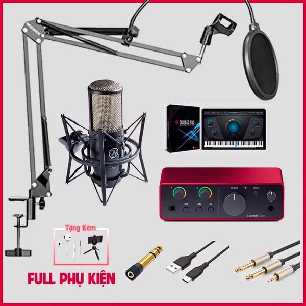 Bộ thu âm: Focusrite Scarlett Solo (Gen 4) - Micro thu âm AKG P220