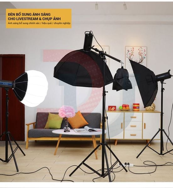Combo Đèn Led Shitak ET300S kèm softbox 90cm và chân đèn