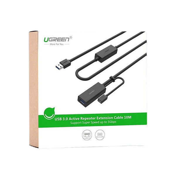 Cáp USB 3.0 nối dài 10m hỗ trợ nguồn Micro USB chính hãng Ugreen 20827 cao cấp
