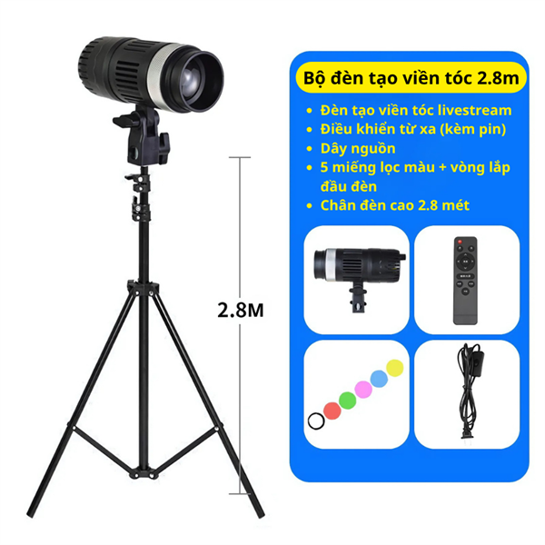 Bộ Đèn Tạo Viền Tóc kèm chân 2m8