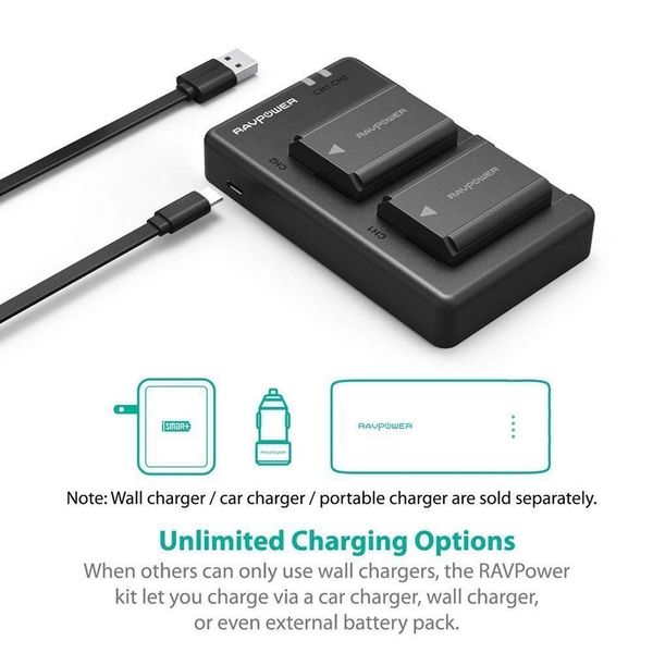 Bộ sạc đôi và 2 pin RAVPOWER RP-PB056 (Sony NP-FW50)
