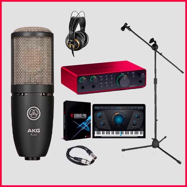 Bộ thu âm: Focusrite Scarlett 2i2 (Gen 4) - Micro thu âm AKG P220
