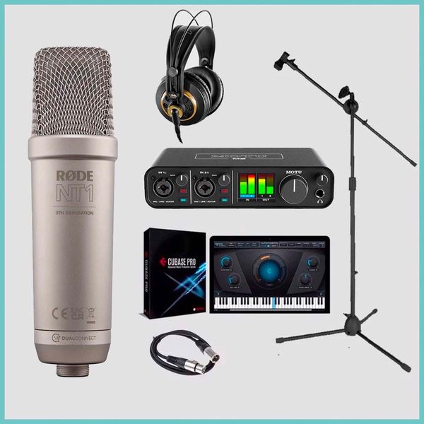 Bộ thu âm: Sound card Motu M2 - Micro thu âm RODE NT1 5TH