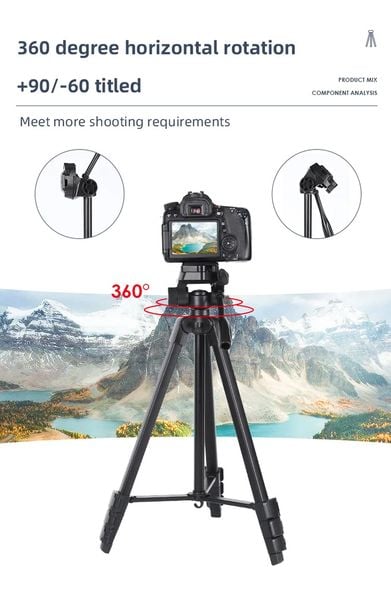 Miliboo A301 Chân Máy Ảnh - Điện Thoại Nhẹ 58'' (Tặng kèm Remote)