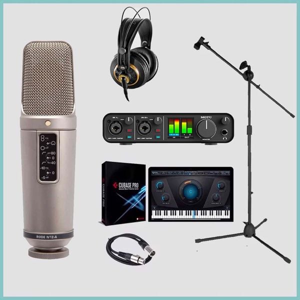 Bộ thu âm: Sound card Motu M2 - Micro thu âm RODE NT-2A
