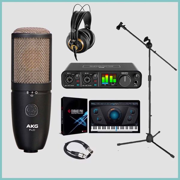 Bộ thu âm: Sound card MOTU M2 - Micro thu âm AKG P420