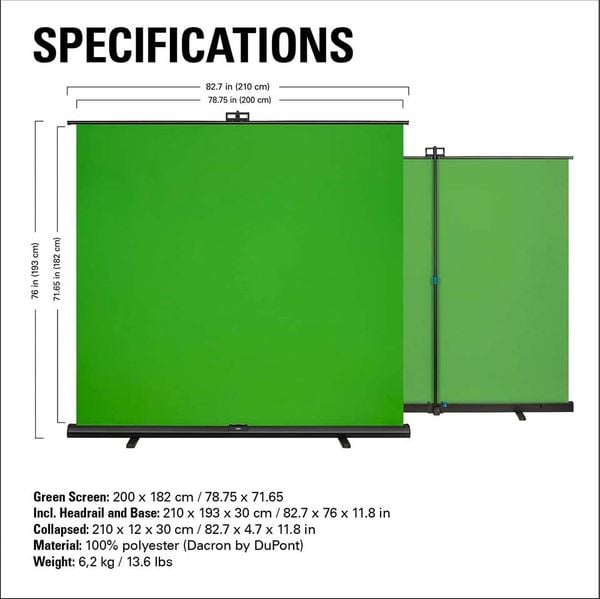Phông nền xanh lá tách phông di động Elgato Green Screen XL