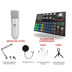 Bộ livestream K300 PRO MAX và Micro thu âm ISK AT100