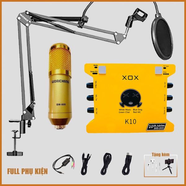 Bộ livestream XOX K10 Micro thu âm BM900 Woaichang