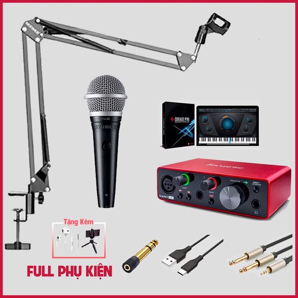 Bộ thu âm: Focusrite Scarlett Solo (Gen 4) - Micro cầm tay Shure PGA48-LC