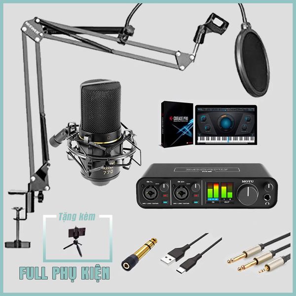 Bộ thu âm: Sound card MOTU M2 - Micro thu âm MXL 770