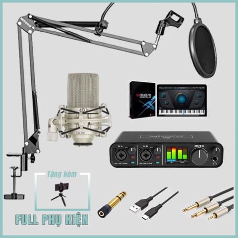 Bộ thu âm: Sound card MOTU M2 và Micro thu âm MXL 990