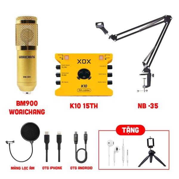 Bộ livestream XOX K10 15th Micro thu âm BM900