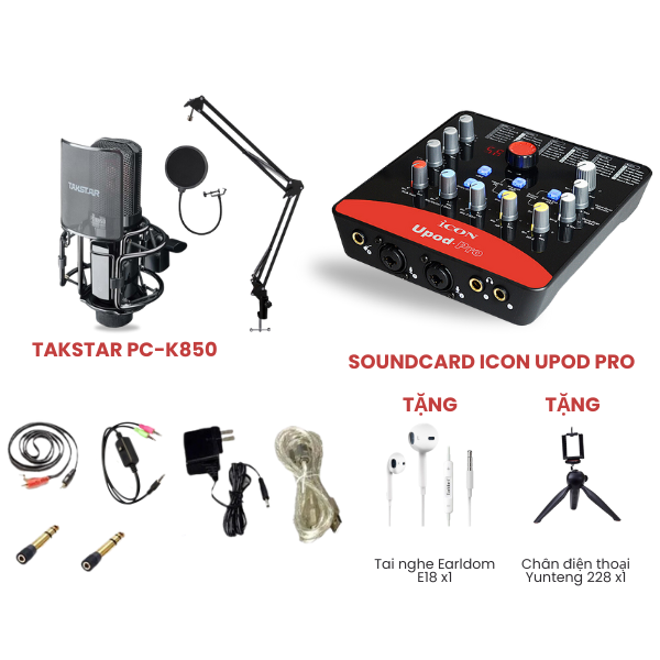 Bộ livestream Icon Upod Pro Micro thu âm Takstar PC-K850