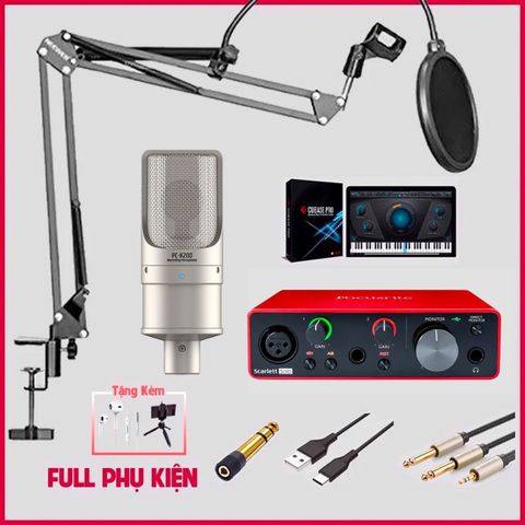 Bộ thu âm: Focusrite Scarlett Solo (Gen 3 - 4) - Micro thu âm Takstar PC-K200 (2nd Gen)