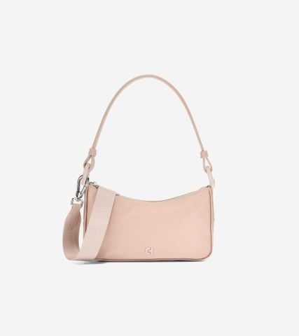 CONVERTIBLE NYLON SHOULDER BAG - BEIGE