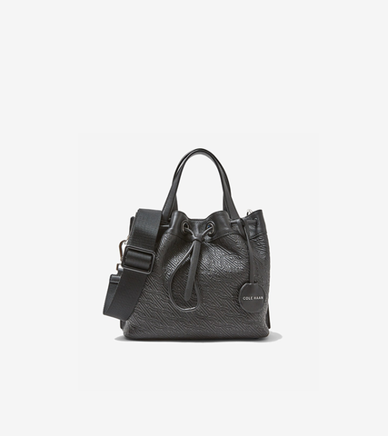 SMALL BUCKET BAG QUITLED LOGO - BLACK