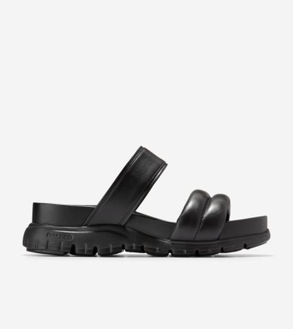 ZERØGRAND DOUBLE BAND SLIDE SANDALS - BLACK / 5 / Wide