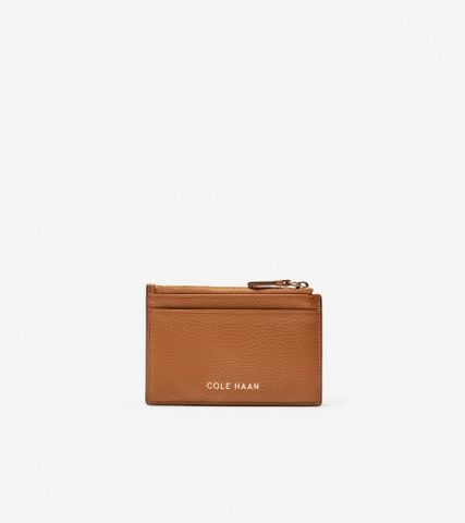 CARD CASE W/ZIP - BROWN