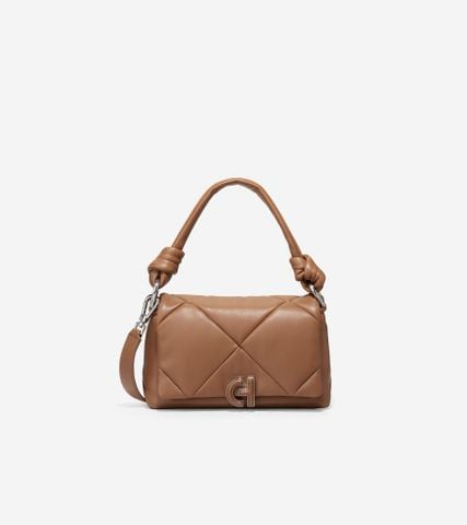 QUILTED SHOULDER BAG - BROWN