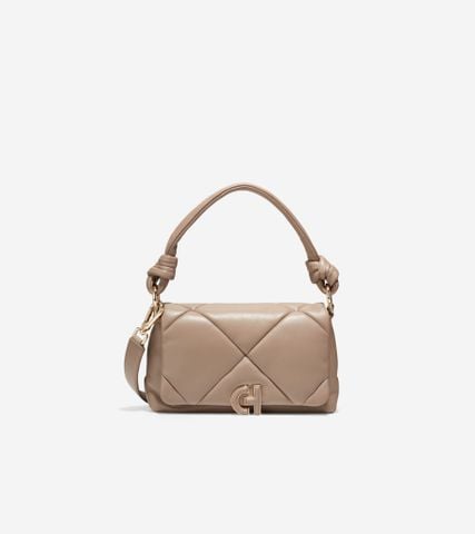 QUILTED SHOULDER BAG - BROWN