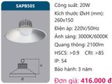  ĐÈN LED NHÀ XƯỞNG DUHAL 20W SAPB505 / SAPB 505 