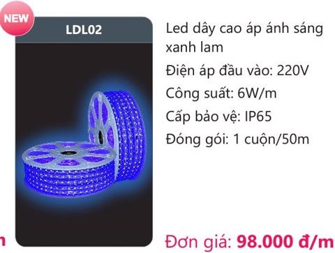  ĐÈN LED DÂY DUHAL ÁNH SÁNG XANH LAM LDL02 