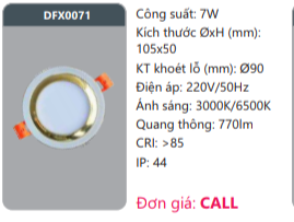  ĐÈN LED ÂM TRẦN DUHAL 7W - DFX0071 / DFX 0071 
