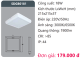  ĐÈN LED ỐP TRẦN DUHAL 18W SDGB0181 / SDGB 0181 / DGB0181 / DGB 0181 