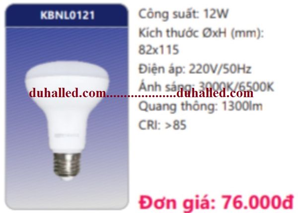  BÓNG ĐÈN LED DUHAL R80 12W KBNL0121 / KBNL 0121 