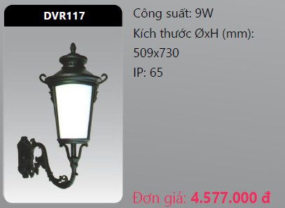  đầu đèn trụ công viên duhal dvr117 9w 