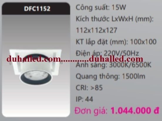  ĐÈN LED ÂM TRẦN CHIẾU ĐIỂM DUHAL 15W DFC1152  / DFC 1152 