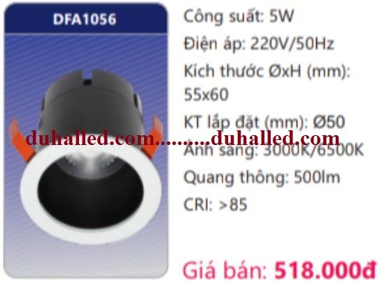  ĐÈN LED ÂM TRẦN CHIẾU ĐIỂM MINI DUHAL 5W DFA1056 / DFA 1056 