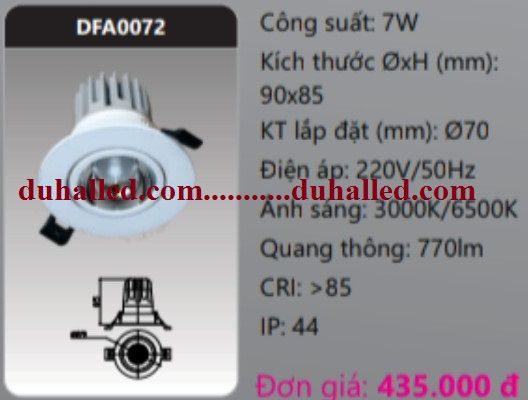  ĐÈN LED ÂM TRẦN CHIẾU ĐIỂM DUHAL 7W DFA0072 / DFA 0072 